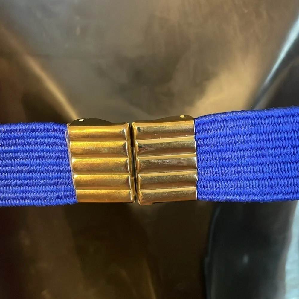 Talbots Vintage Braided Rope Fabric Blue Teal Purple Pink Stretch belt OS